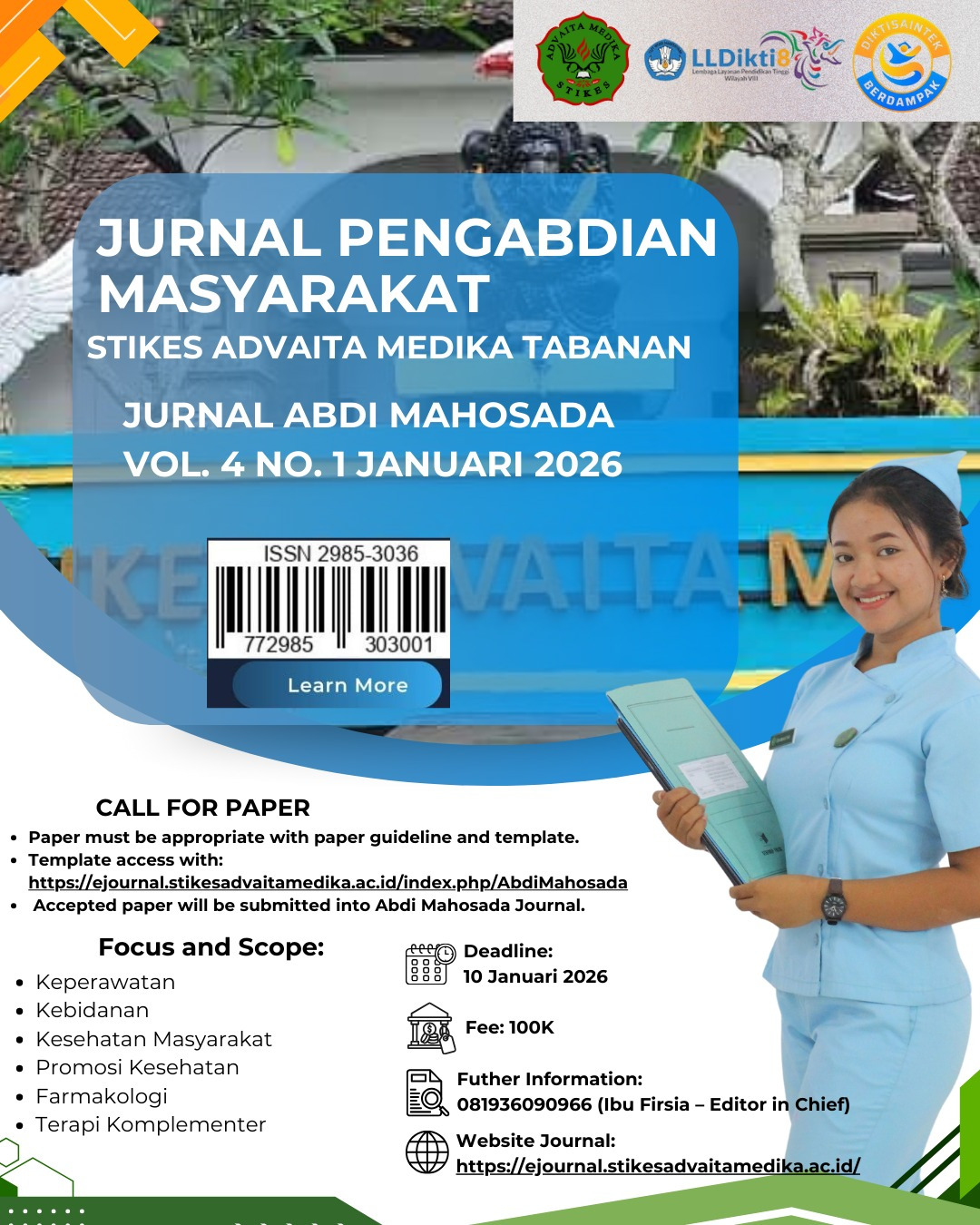PENERIMAAN ARTIKEL PUBLIKASI JURNAL ABDI MAHOSADA VOLUME 4 NO 1 JANUARI ...